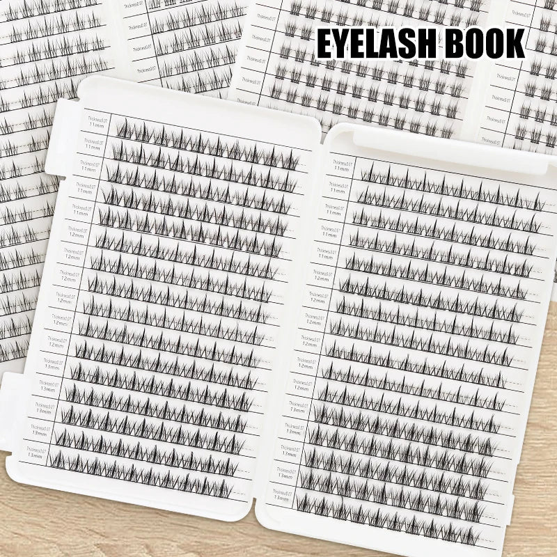 Individual Lash Extensions Kit – DIY Cluster Eyelash Book, False Lashes for Home Makeup
