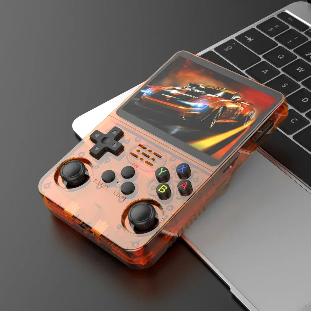 128GB Open Source R36S Video Game Console – Linux System, 3.5 Inch IPS Screen, Orange Portable Pocket Player with 64GB of Best Games