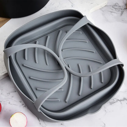 Silicone Baking Tray for Air Fryer Oven - Reusable Pizza and Fried Chicken Basket Molds - Grill Pan Accessories and Tool