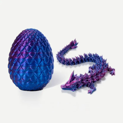 1/2PCS 3D Printed Dragon Egg with Full Articulated Movable Dragon Model — Rotatable Desktop Ornament & Kids Toy