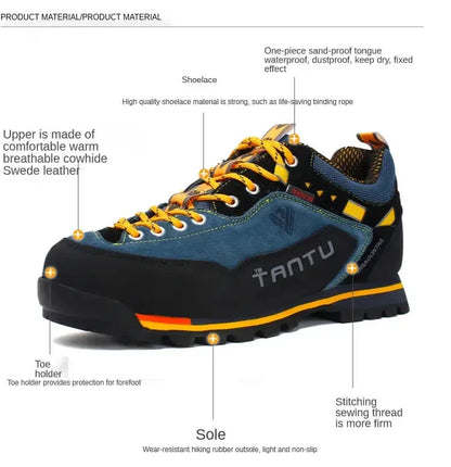 Men's Waterproof Hiking Shoes - Anti-Collision Climbing Shoes, Fashion Outdoor Casual Lace-Up Sneakers