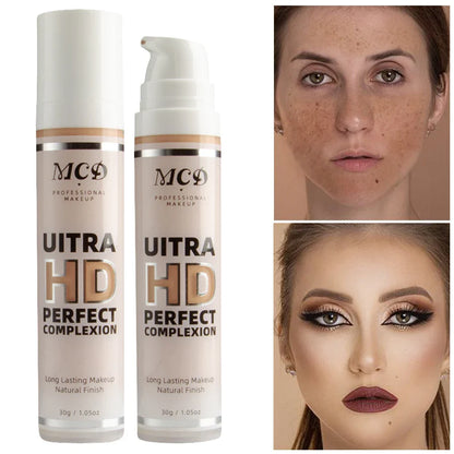 9-Shade Full Coverage Liquid Concealer & Foundation — Natural Matte Base Makeup