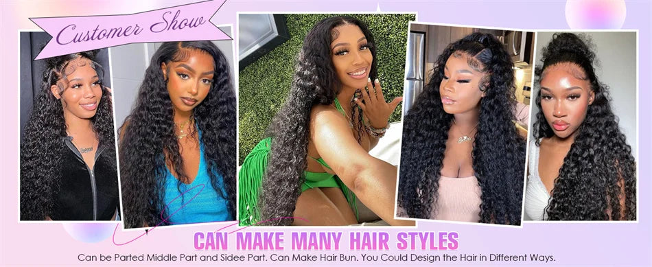 250% Curly Human Hair Lace Front Wig – Deep Wave Brazilian Remy 13x4 Water Wave Lace Frontal Wig