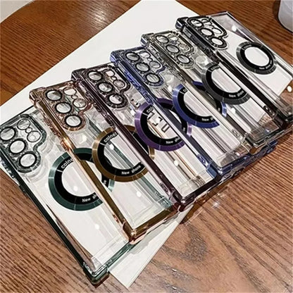 MagSafe Plating Phone Case – Shockproof Clear Magnetic Cover for Samsung Galaxy S25/S24/S23/S22 Ultra, S21 Plus, FE 5G, Note 20