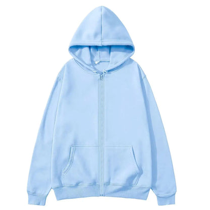 Fashion Zipper Hoodie — Casual Black, Gray & Blue Streetwear Sweatshirt for Men & Women