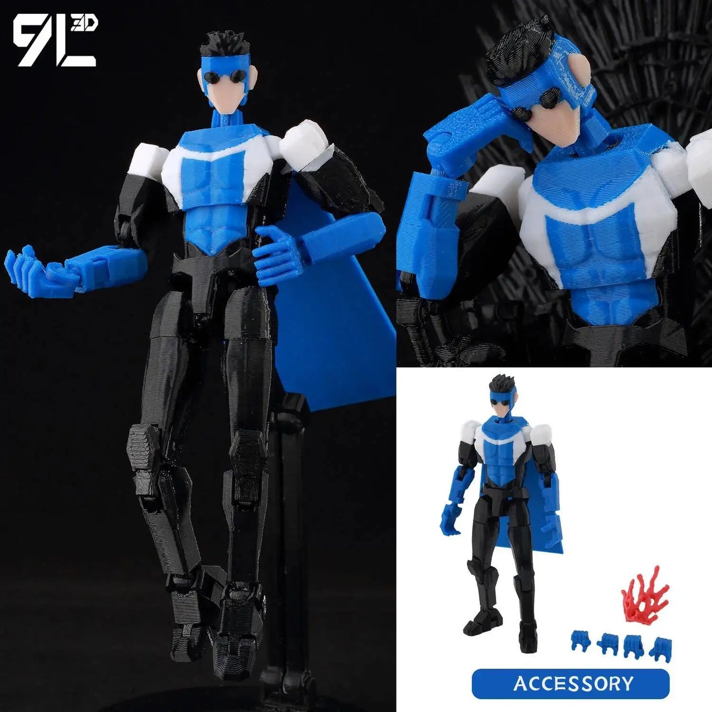 9L3D Lucky 13 Invincible Boy Action Figure – 3D Printed Multi-Jointed Poseable Anime Collectible Model Toy Gift
