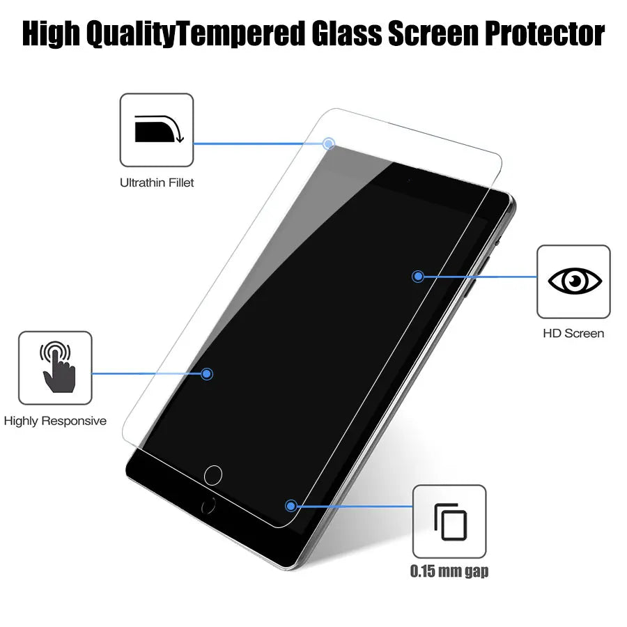 Tempered Glass Screen Protector for iPad 10.2, 9.7, 10.5, 10.9, Pro 11, New iPad 9/8/7/6/5, Air 4/3/2, Mini 2020-2022