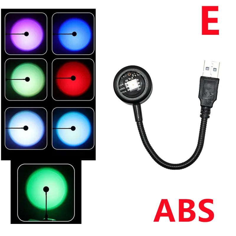 RnnTuu LED USB Sunset Lamp – Portable Mood Light, Home Decor & Photography Projector for Living Room & Wall