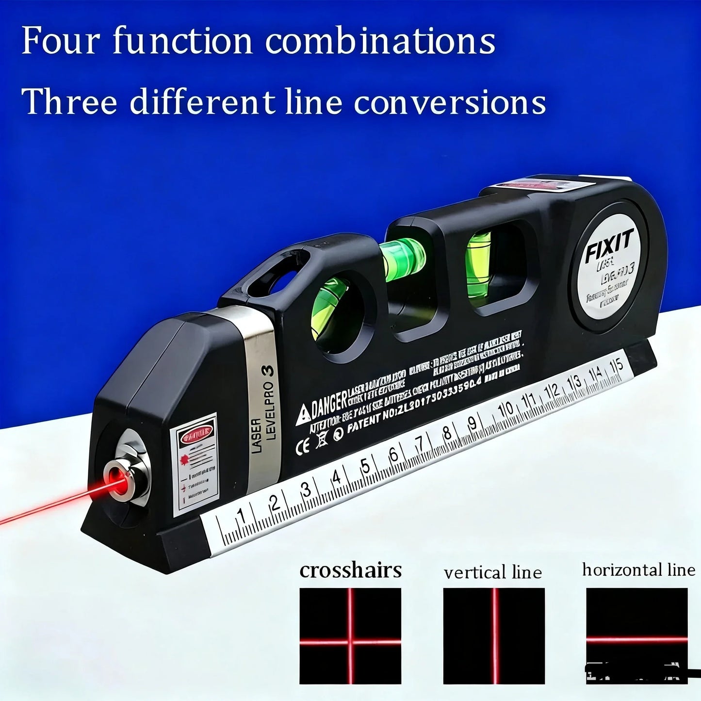 Easy-to-Use Laser Level Kit – Multipurpose Cross Line Laser with 8-Foot Measuring Tape and Ruler