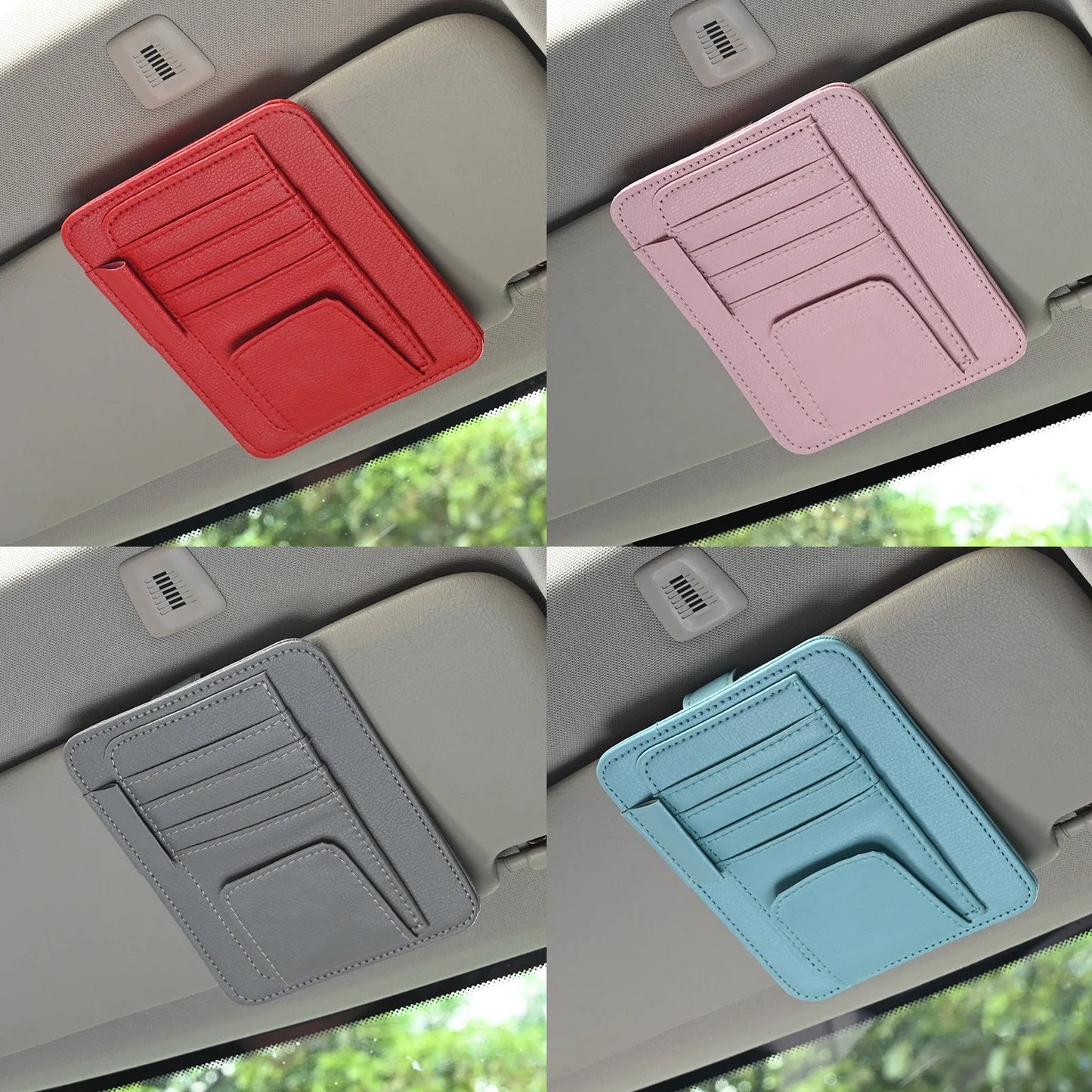 Car Visor Organizer – Multi-Pocket Pouch Bag for Cards, Glasses & Storage, Scratch-Resistant Auto Visor Holder for Car Interior