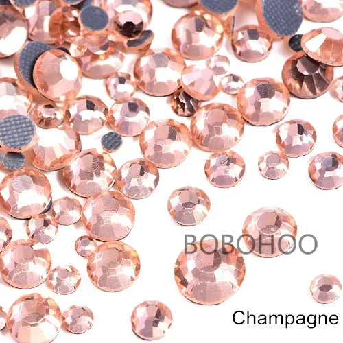 Bobohoo HotFix Crystal Rhinestones SS6-SS30 – Glitter Iron-On Strass Gems for Clothing, Dresses & DIY Crafts