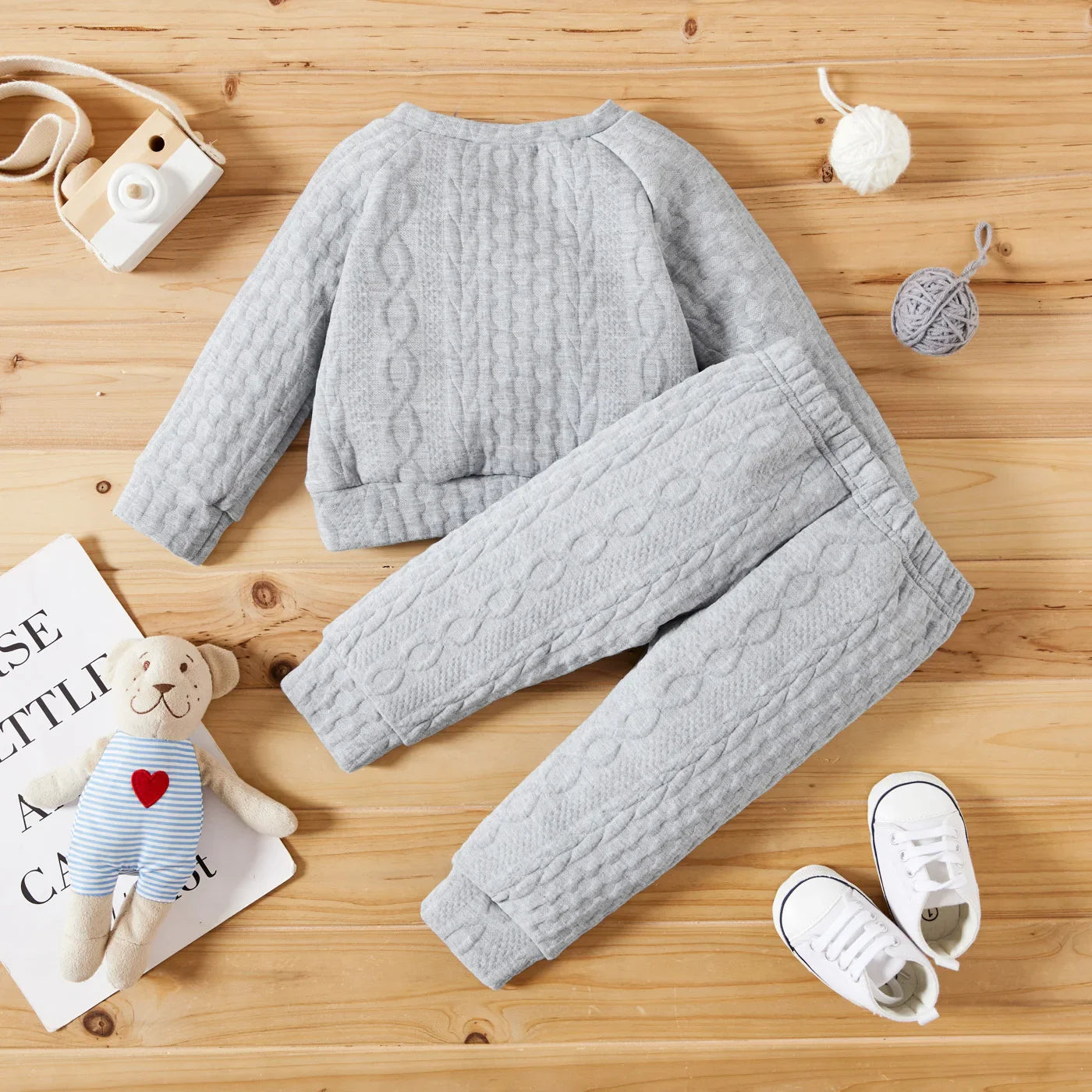 7 Colors Newborn Baby Clothes Set - Solid Long Sleeve Top & Pants, 2PCS Leisure Sport Outfit for Autumn & Winter