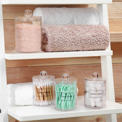 4-Pack Acrylic Q-tip Holder Dispenser – Clear Vanity Organizer for Cotton Swabs, Balls, Pads, and Floss Picks