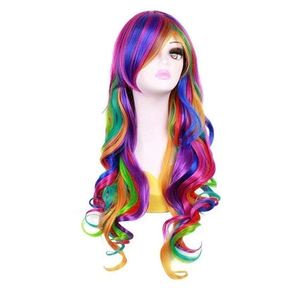 Multi-Color Women's Wig: Halloween Party Clown Anime Harajuku Style Rainbow Curly Synthetic Hair Costume Lolita Wig
