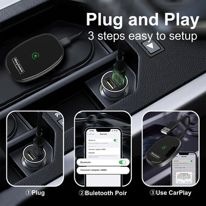 IHeylinkit Wireless CarPlay & Android Auto Adapter – Auto-Connect Dongle with Zinc Alloy Shell for Most Vehicles