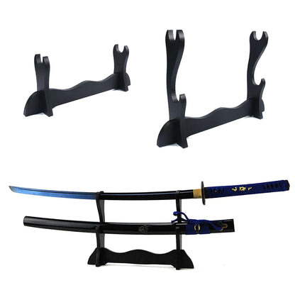 Large Wooden Sword Display Stand - 1/2 Layer Rack for Katana, Wakizashi, Tanto & Wand