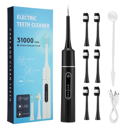 Electric Sonic Tooth Cleaner – Waterproof Dental Plaque & Tartar Remover Ultrasonic Toothbrush with 5 Replacement Brush Heads