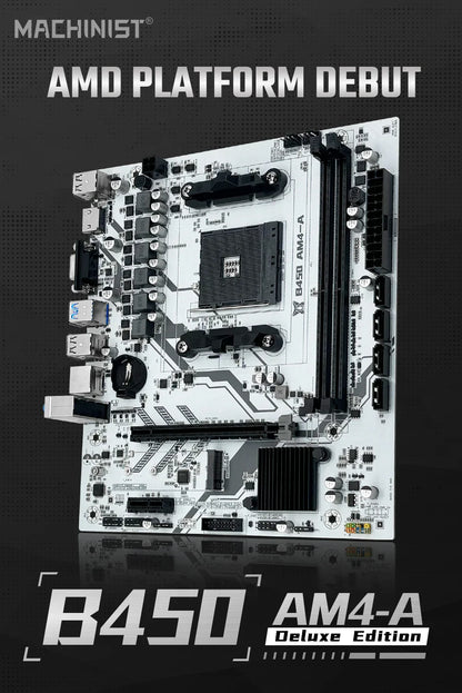 MACHINIST B450 Motherboard - AMD AM4 Mainboard with Dual-Channel DDR4 & M.2 NVME Support for Ryzen 5500/5600/5600G CPU