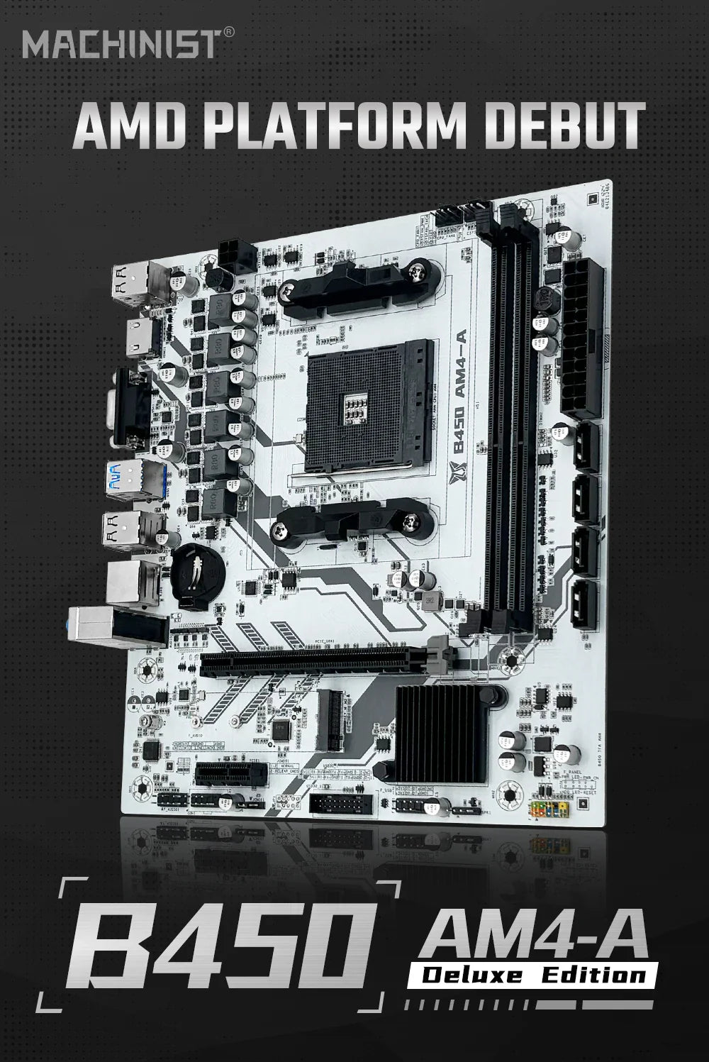 MACHINIST B450 AM4 Motherboard – Dual-Channel DDR4, M.2 NVMe, Ryzen 5500/5600/5600G Support