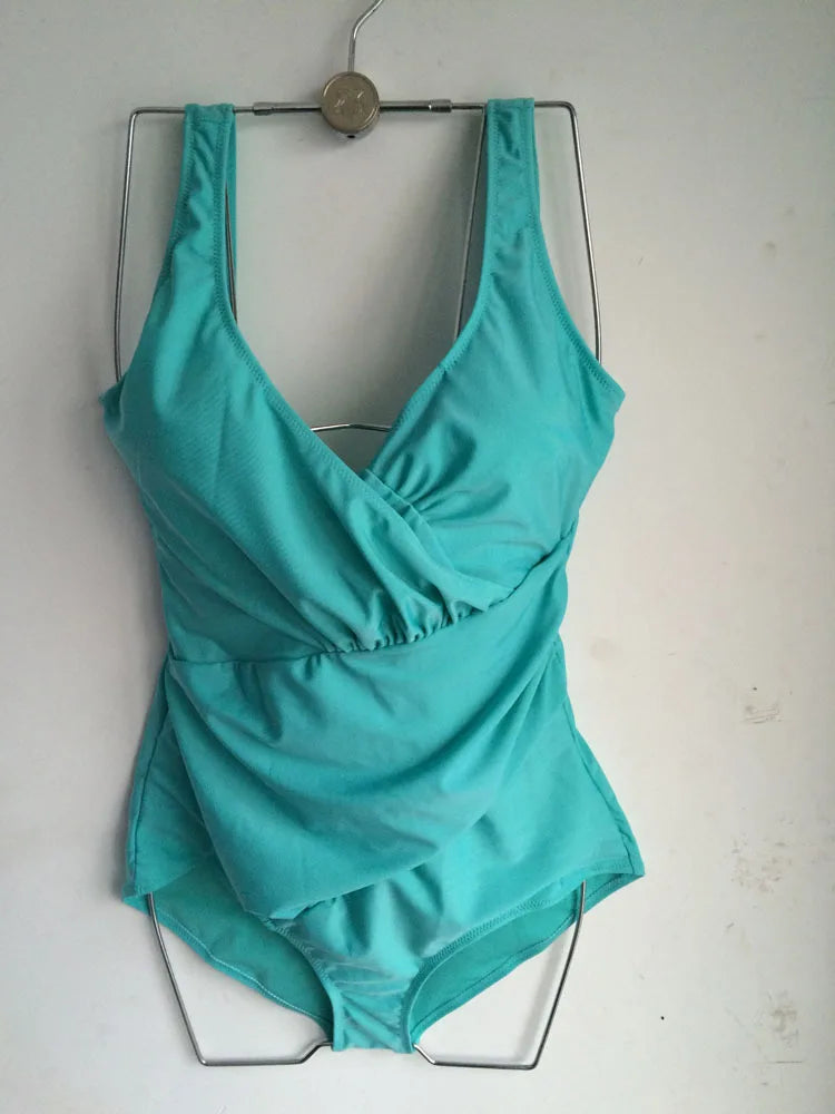 Women’s Plus Size 5XL One-Piece Swimsuit – V-Neck Tummy Control Bathing Suit, Modest Beachwear Swimwear