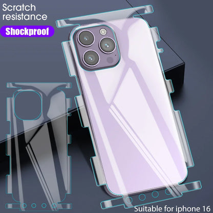 3 Sets Back Hydrogel Film Border Frame Stickers — Full Cover Back Screen Protectors for iPhone 16 Pro, 15, 14, 13, 12 Pro Max Plus