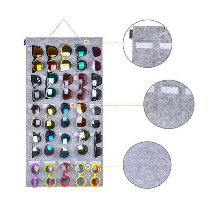 Sunglasses Felt Storage Hanging Bag – Wall & Door Mounted Sunglasses Organizer & Display Rack