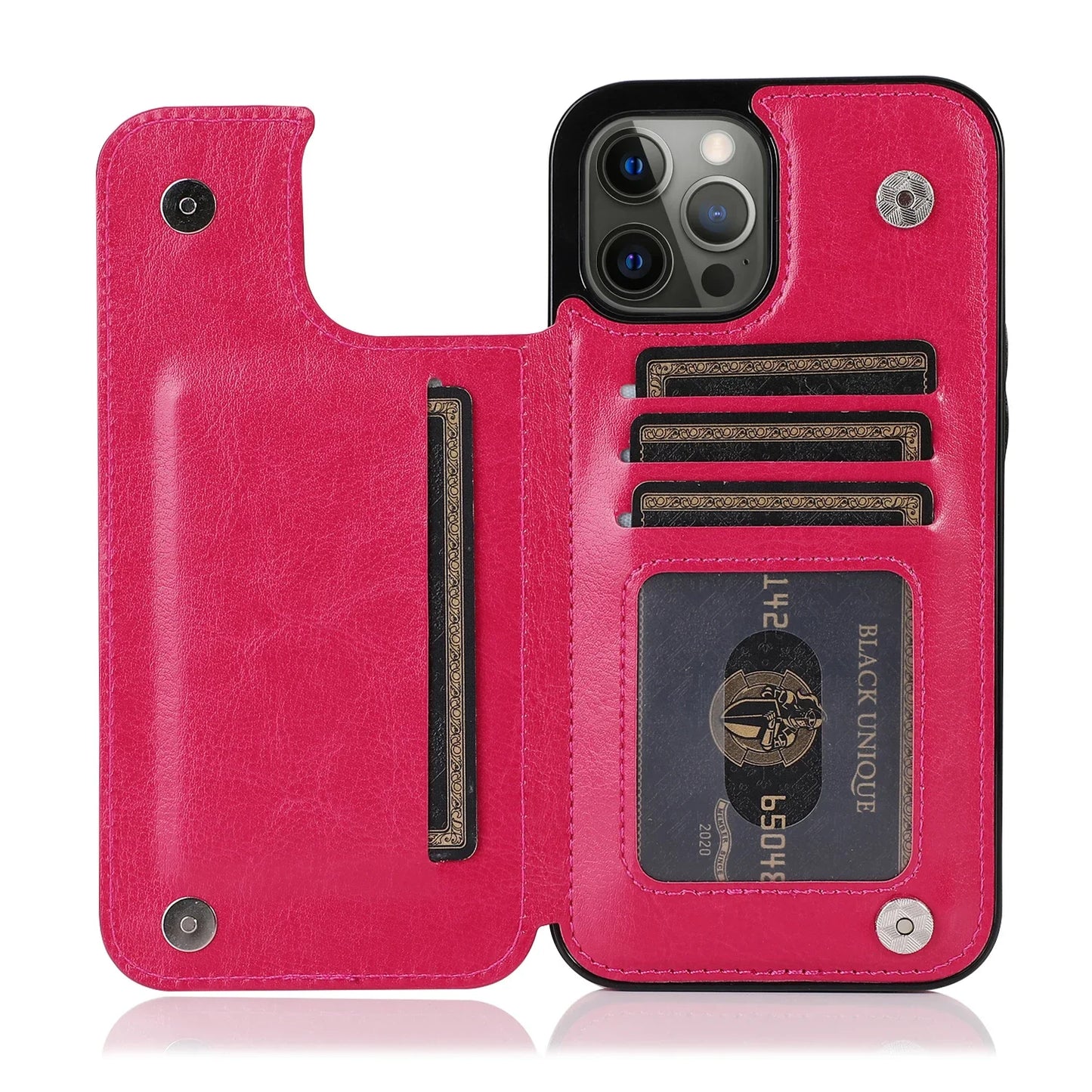 Luxury PU Leather Wallet Case - Kickstand Card Holder Cover with Slots for iPhone 15 14 13 12 11 Pro Max SE X XR XS Max 8 7 6 Plus