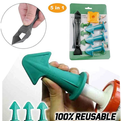 5pcs Caulking Nozzle Applicator Finishing Tool Kit - Plastic Glue Shovel, Tile Brick Joints Floor Silicone Remover, Grout Spatula