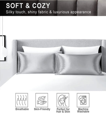 JuwenSilk Mulberry Silk Pillowcase – Silky Satin Natural Silk Pillowcase for Standard & Queen Size Beds