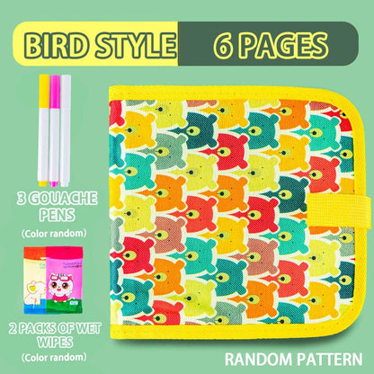 Erasable Doodle Book for Kids – Reusable Drawing Pad with 12 Watercolor Pens, Preschool Painting & Writing Set