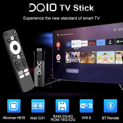 LEMFO DQ10 ATV Mini TV Stick – Android 13, 8K & 4K Support, WiFi 6, Allwinner H618 Quad-Core, Voice Remote Smart TV Box