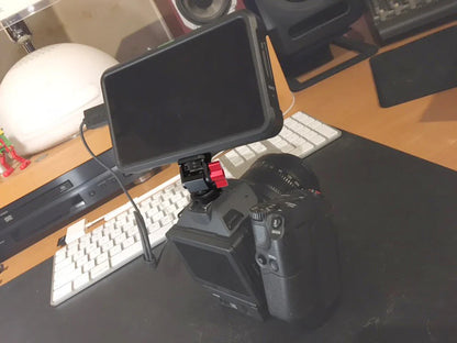 Mini Monitor Mount Holder – Swivel & Tilt Tripod Head with Cold Shoe Adapter for Flash, Microphone, and Fill Light