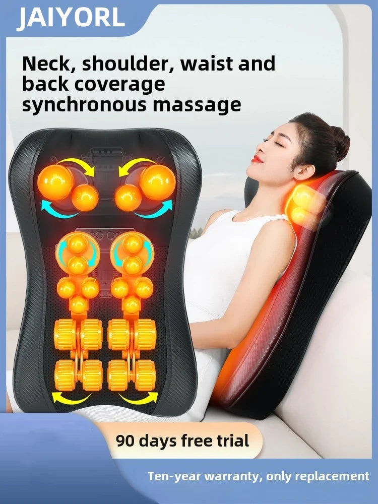 JAIYORL Electric Shiatsu Neck Massage Pillow – Deep Kneading Heat Cushion for Shoulder and Muscle Relaxation