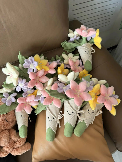 Holding Flowers Plush Toy – Eternal Flower Bouquet Gift for Proposal, Graduation, Valentine's & Birthday