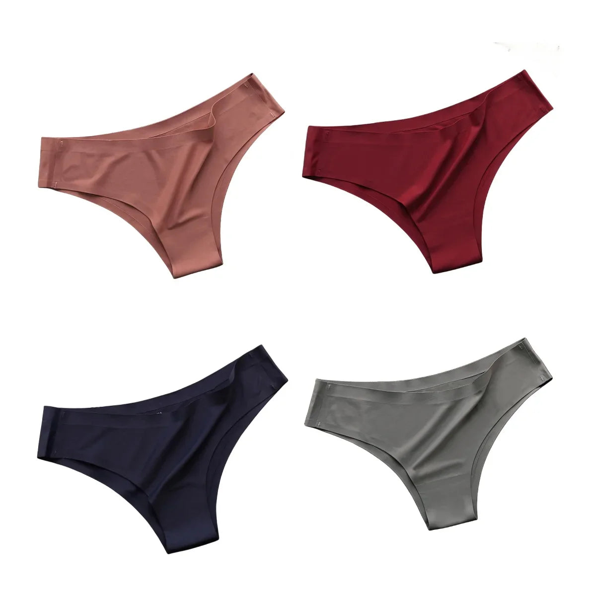 4PCS Seamless Ice Silk G-String Panties for Women – Low Waist, Soft Ultra-Thin Sexy Underwear Briefs