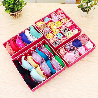 Foldable Underwear & Sock Organizer Box – Wardrobe Drawer Storage Divider for Bras, Pants, Scarves & Ties Closet Organizer