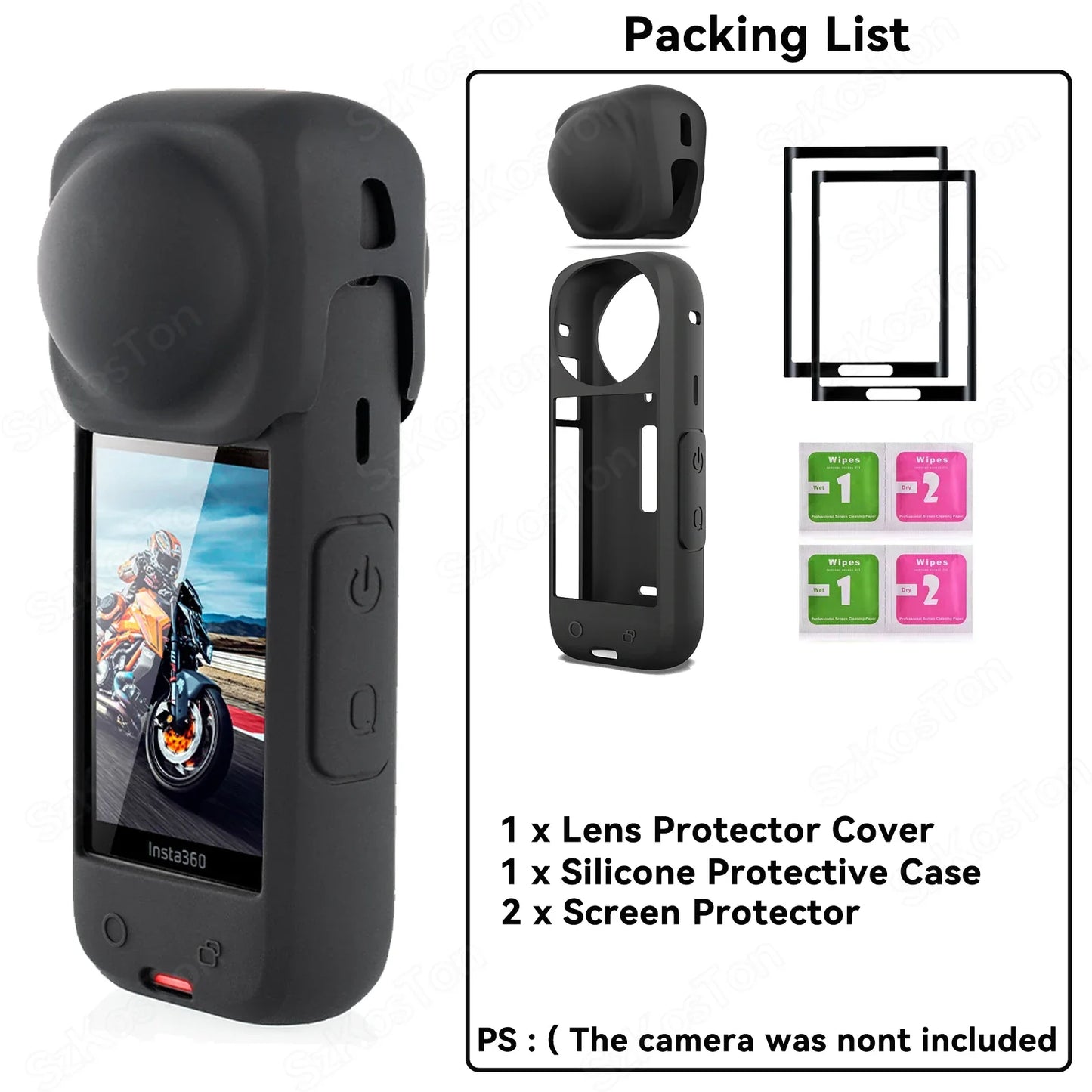 Insta360 X4 Lens Guards, Storage Bag & Screen Protector Film – Anti-Scratch Camera Accessories for Insta360 X4