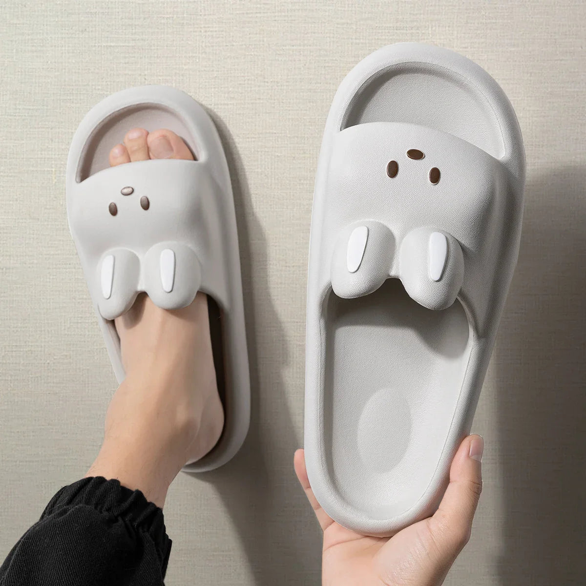Pillow Rabbit Slippers for Women & Men – Comfy House Slides & Shower Sandals with Cushioned Thick Sole