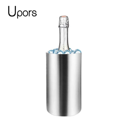 UPORS Stainless Steel Wine Cooler Bucket – Double Wall Bottle Holder for Champagne, Beer & Ice, Bar Chiller Tool