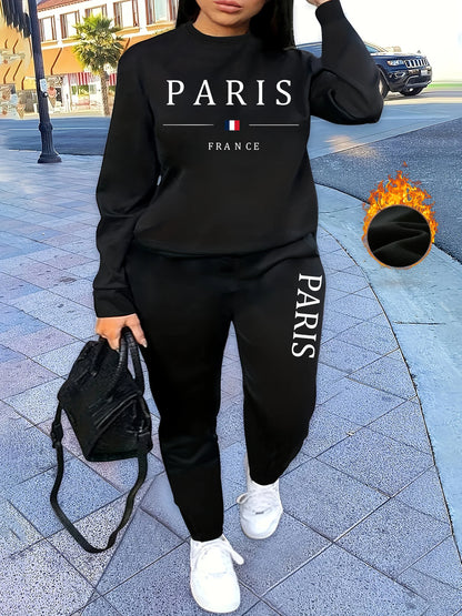 Women's 2-Piece Tracksuit Set - Hooded Sweatshirt & Sweatpants Casual Jogging Sports Outfit