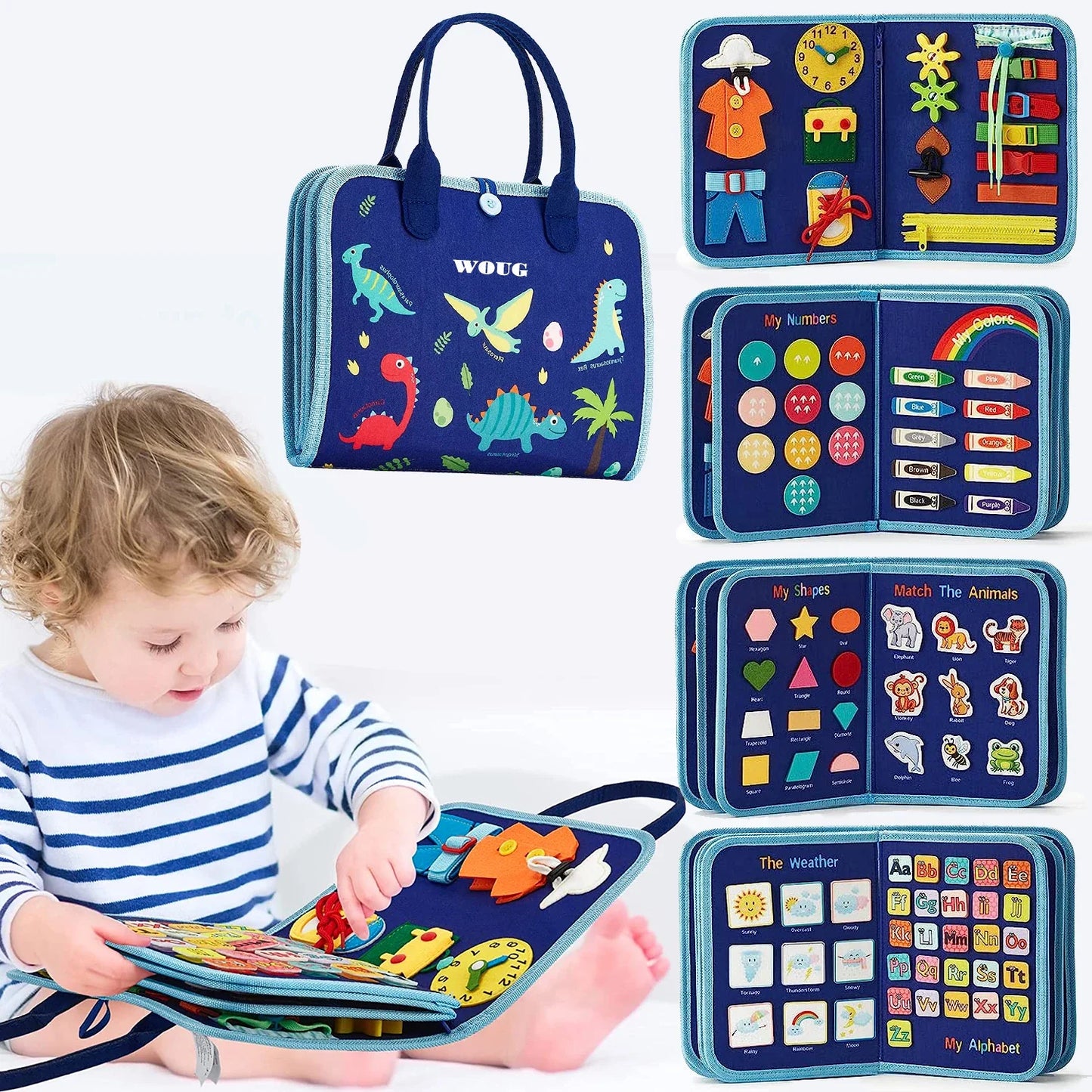 Montessori Busy Book – Portable Educational Toy for Toddlers, Travel Activity Board, Fine Motor Skills & Early Learning