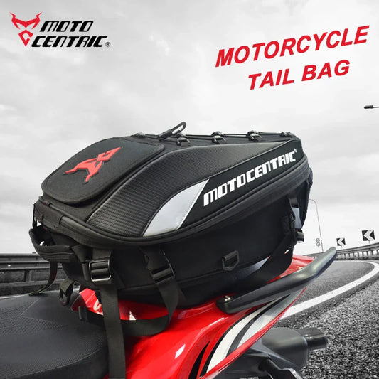 MOTOCENTRIC Waterproof Motorcycle Back Seat Bag - Multifunctional Tail Bag, Rear Seat Helmet Bag, Moto Rider Backpack