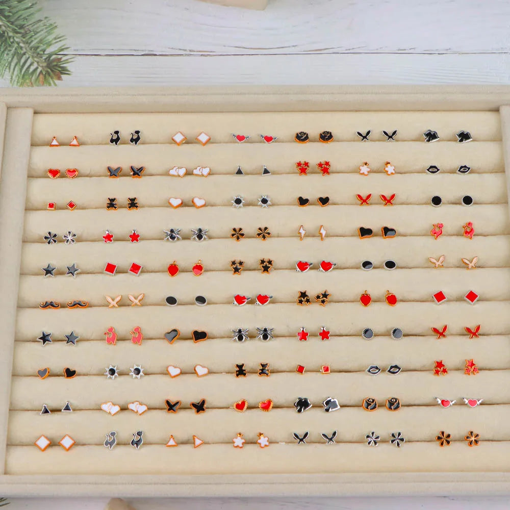 36 Pairs Colorful Rhinestone Stud Earrings – Mixed Animal & Fruit Styles for Women & Girls, Wedding & Party Jewelry Gift