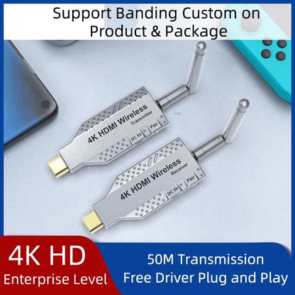 150M Wireless Video Transmitter & Receiver – HDMI-Compatible Extender, TV Stick, Screen Mirror Adapter for PC, DVD, TV & Projector