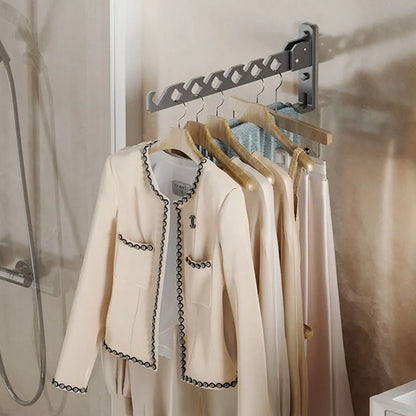 Adjustable Wall-Mounted Clothes Drying Rack - Collapsible Large Capacity Coat and Clothing Organizer with High Load-Bearing Design