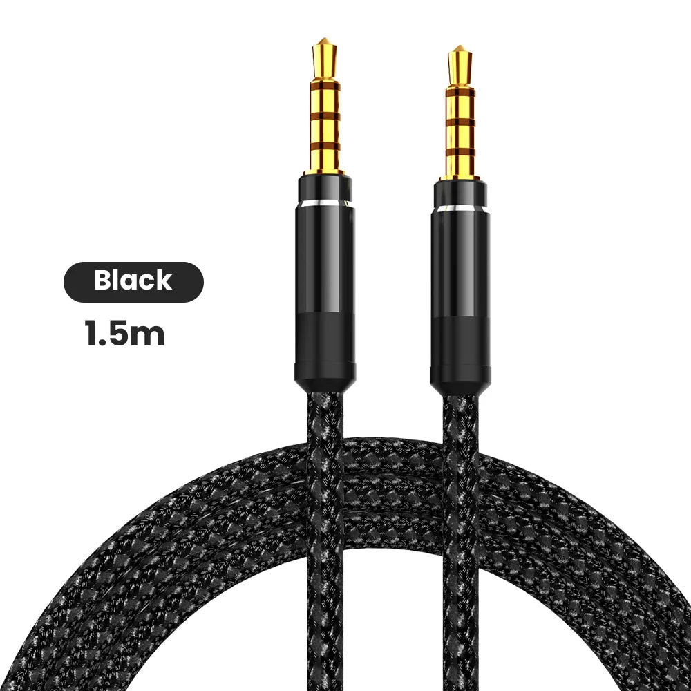 NNBILI 1.5M 3.5mm Audio Cable - Nylon Braid AUX Cable for Phone, MP3, Car Headset & Speaker Extension