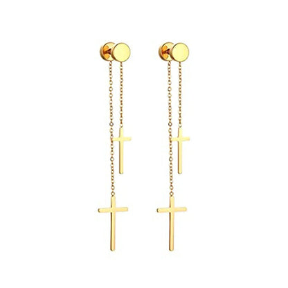 Gold Cross Huggie Hoop Earrings - Minimalist Dangle Charm Jewelry for Men & Women