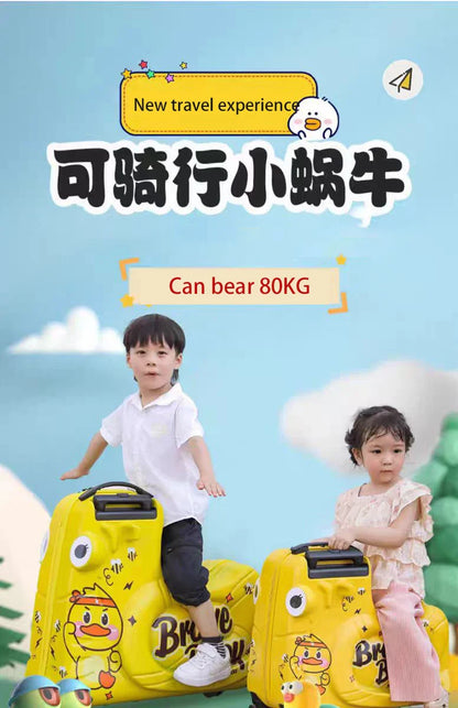 Cartoon Kids Ride-On Suitcase with Wheels – 20/24 Inch Rolling Trolley Luggage for Children, Travel Bag & Gift