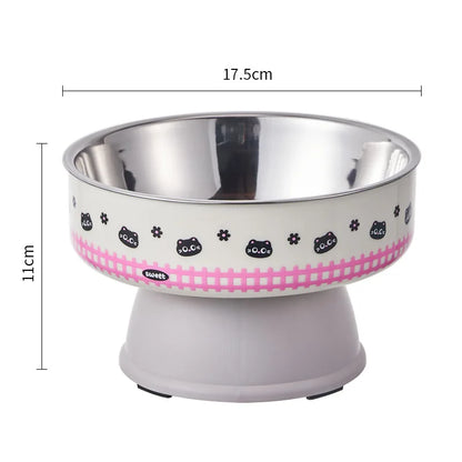 Elevated Stainless Steel Pet Bowl - Large Capacity Raised Food & Water Feeder for Cats & Dogs