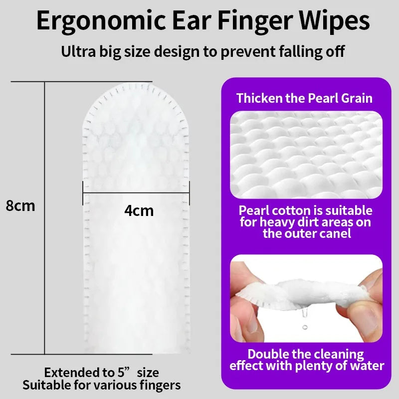 Pet Ear Cleaning Wipes - Ear Care Fingertip Pads for Mite Removal in Cats and Dogs